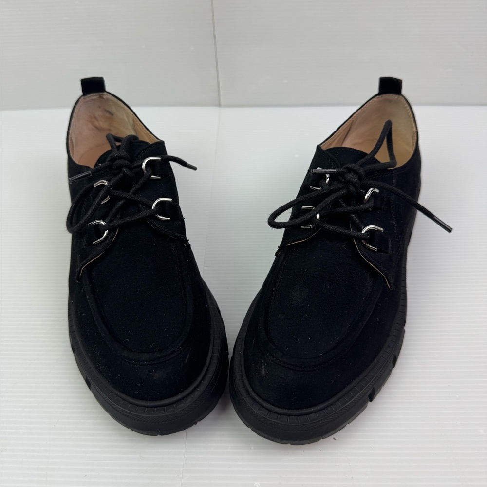 Sun + Stone Linnaa Lace Up Loafer Flats Women’s 8M Round Toe Chunky Grunge Shoes